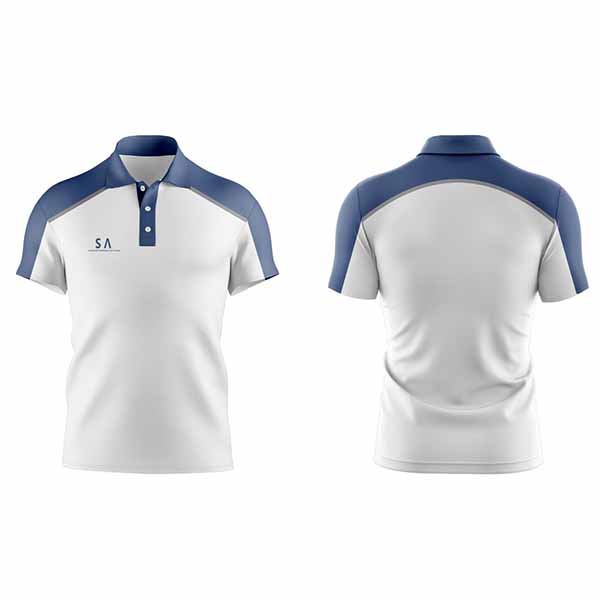 Blue White Cricket Short Sleeve Shirt Manufacturers in Australia